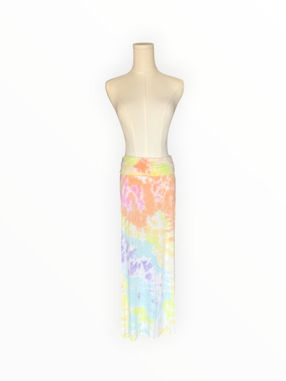 FashionJOA Pastel Tie Dye Foldover Maxi Skirt Y2K Boho